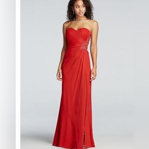 Xscape strapless beaded cut out back prom dress sz2